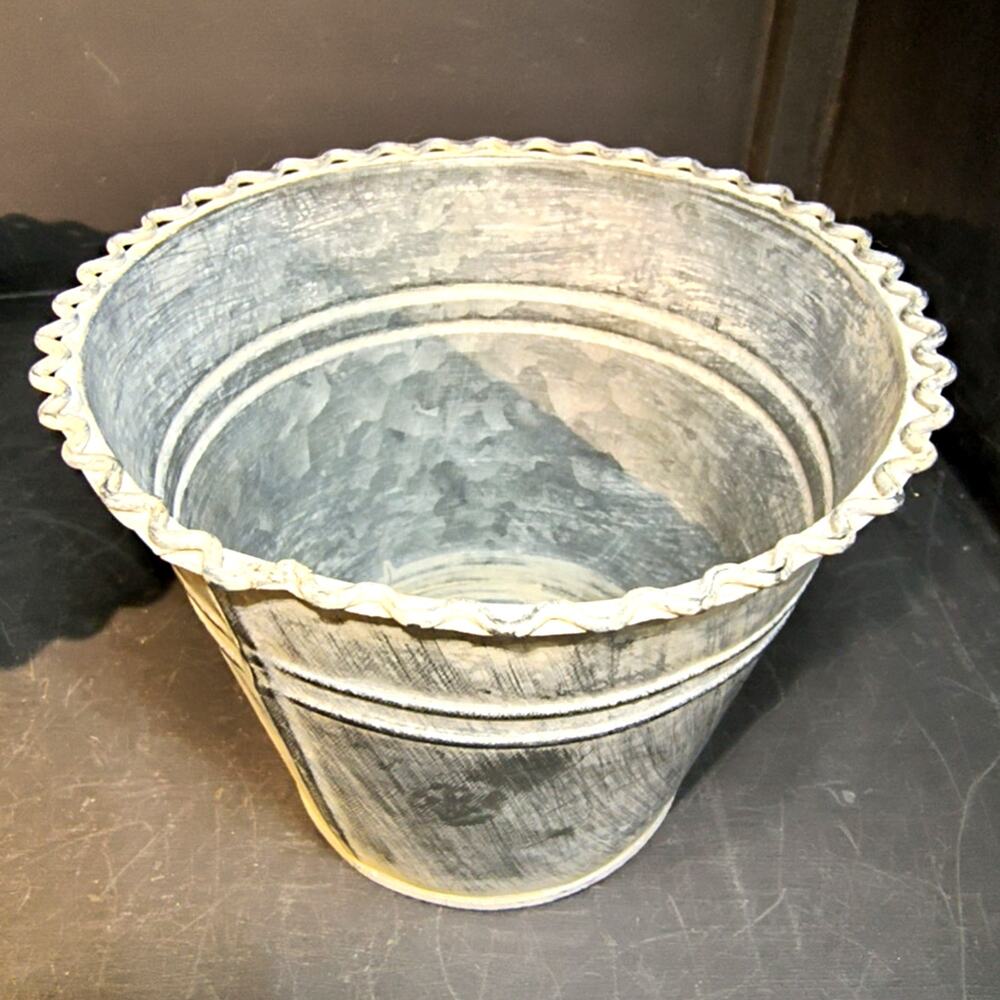 1762. Antique French Style Metal Planter Bucket